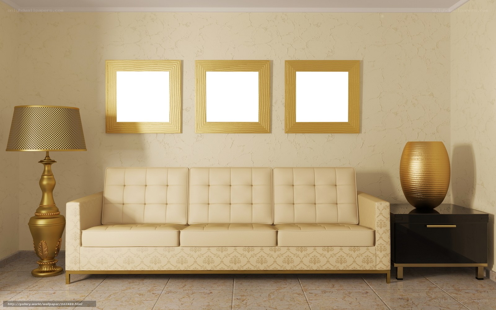 Elegant living room with gold accents