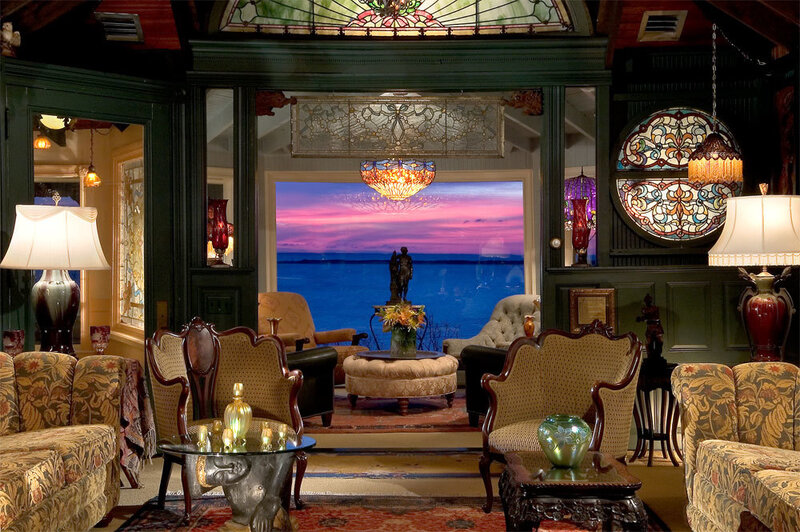 elegant living room with ocean view