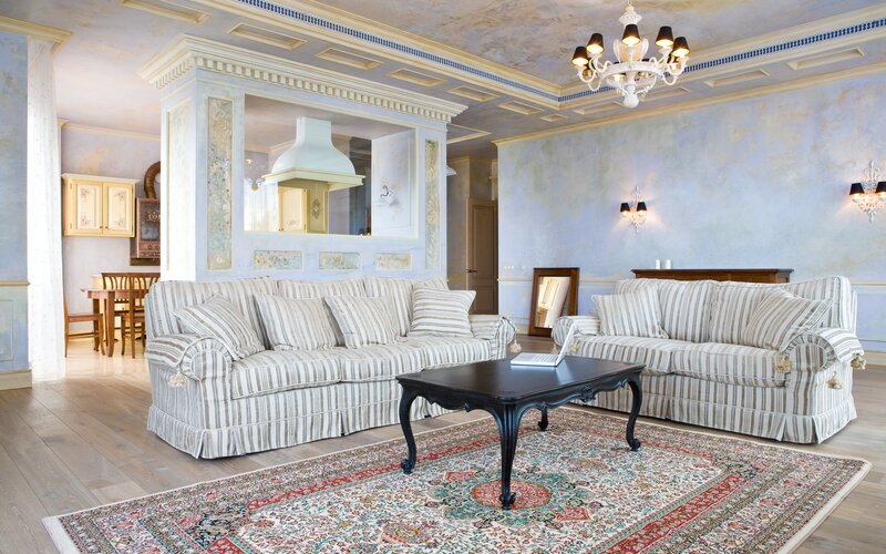 elegant living room with sofas