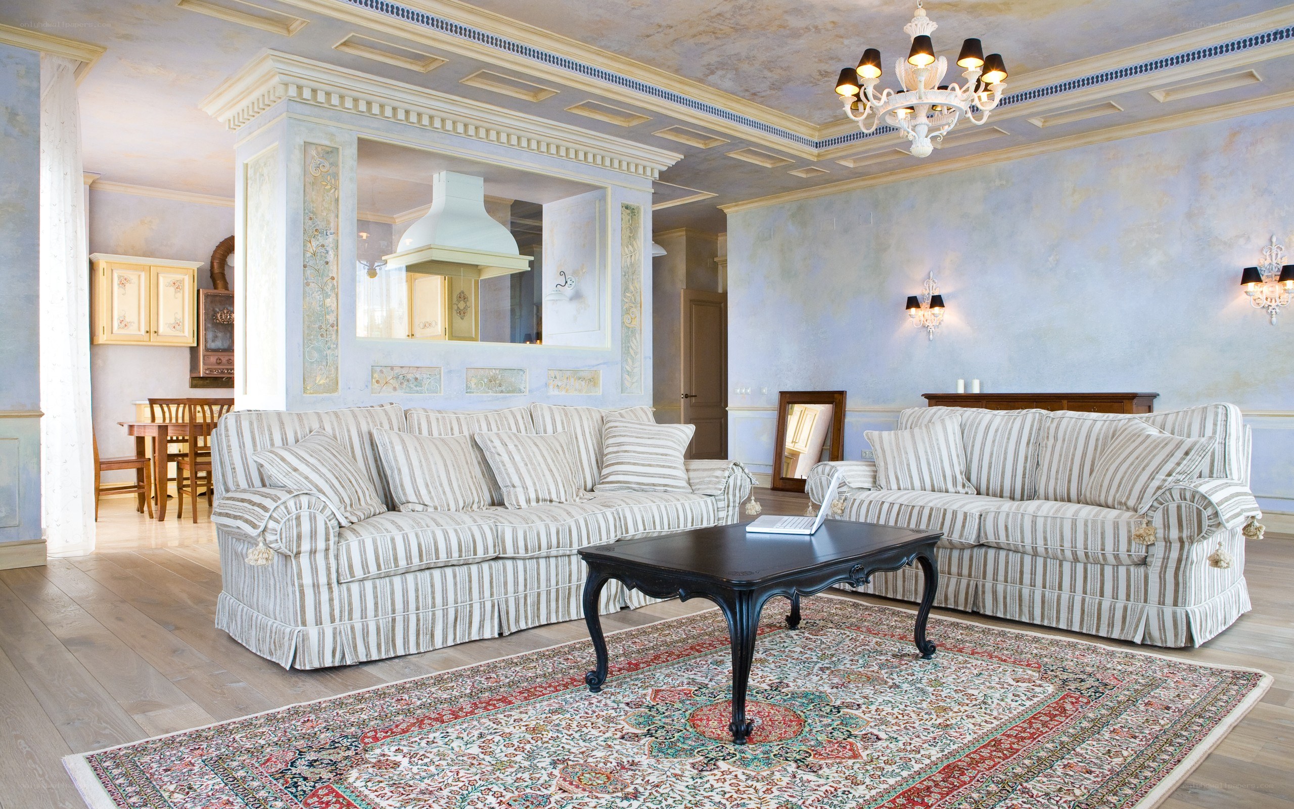 elegant living room with sofas