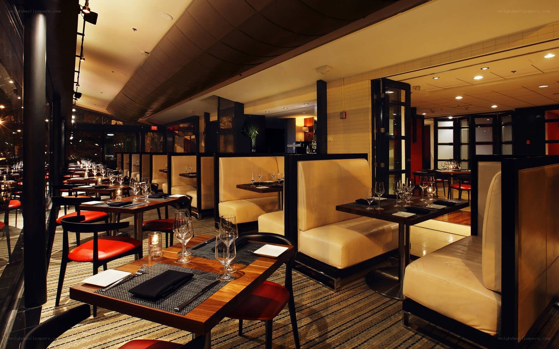 elegant restaurant interior at night