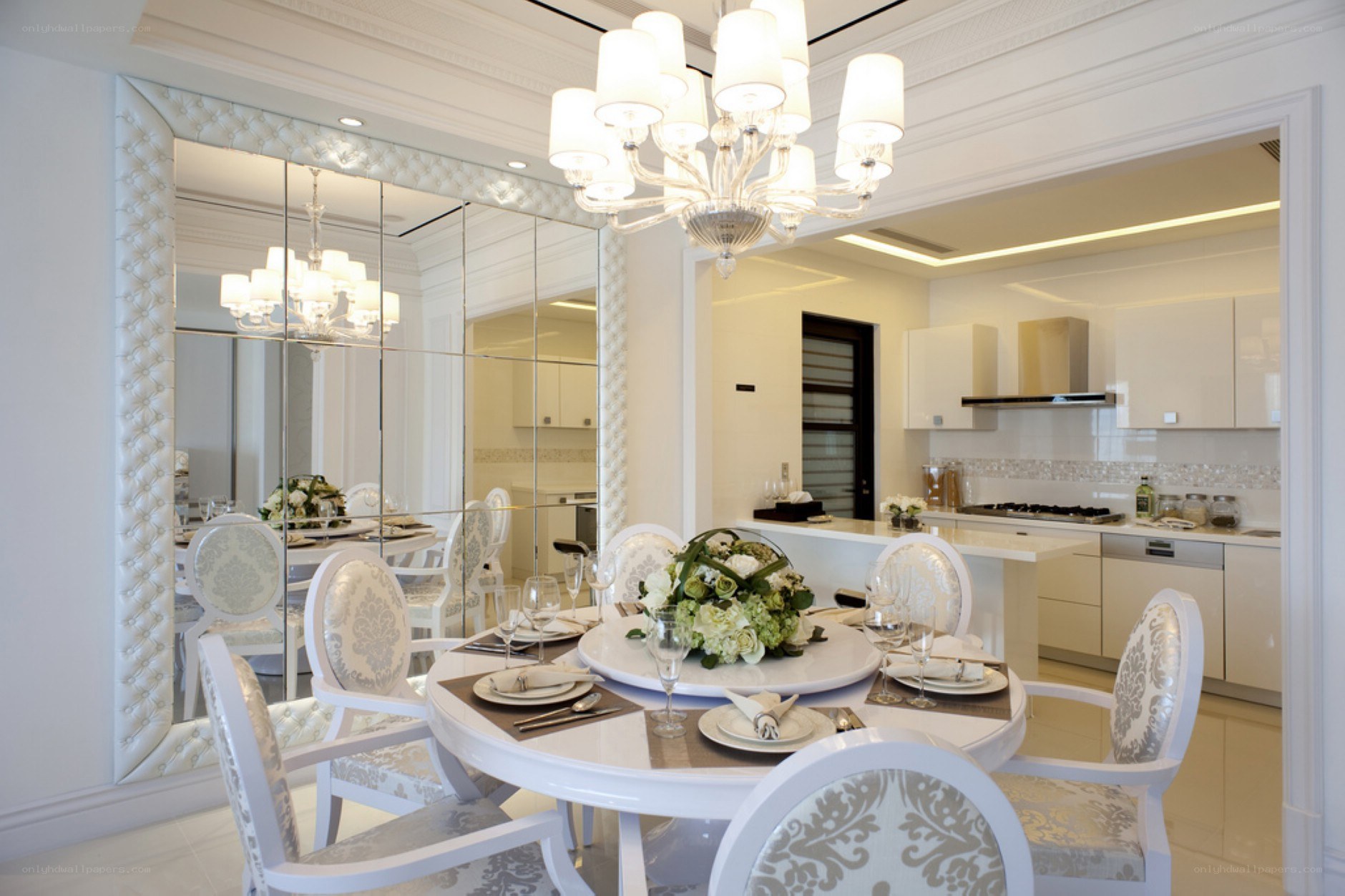 elegant white dining room