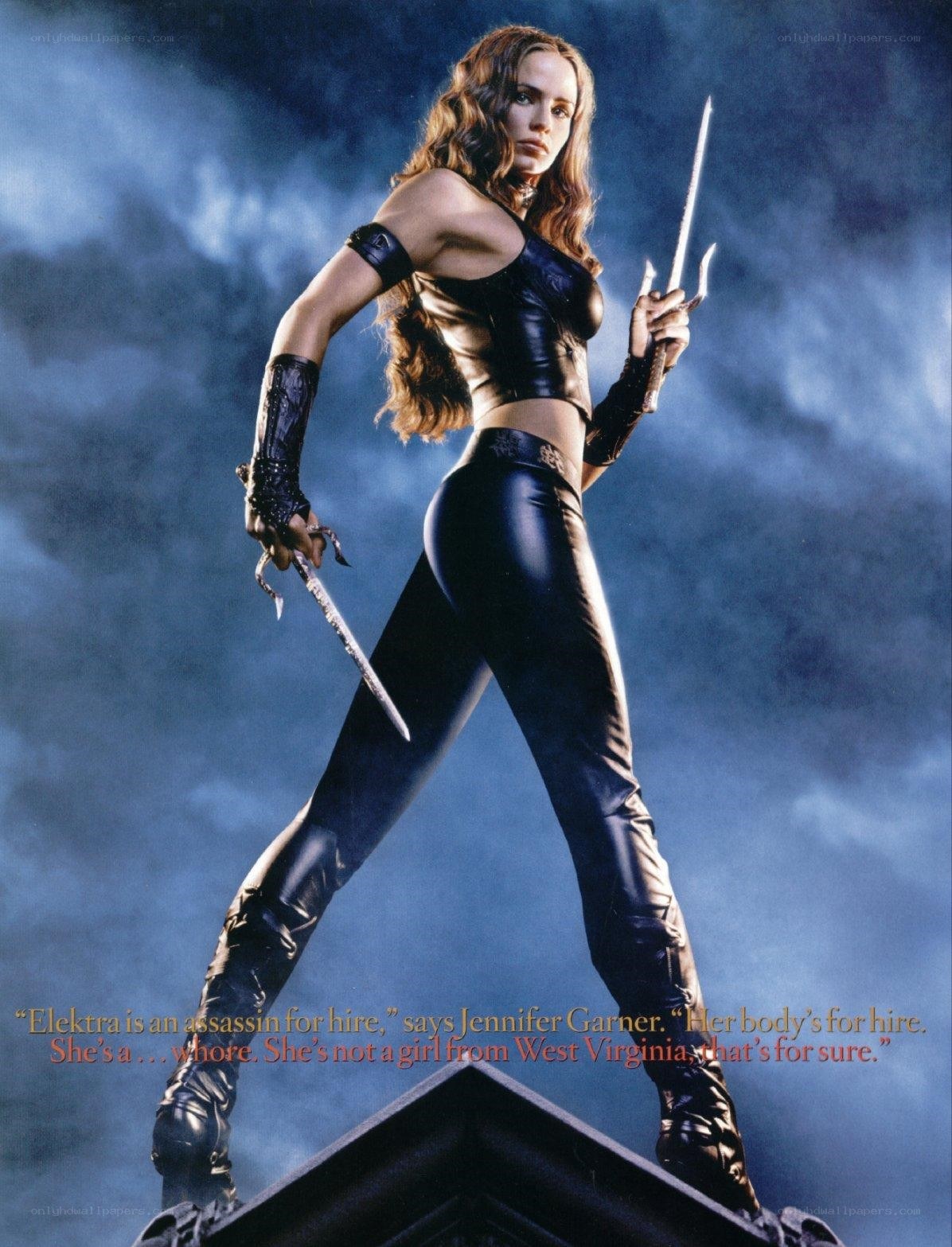Elektra in black leather