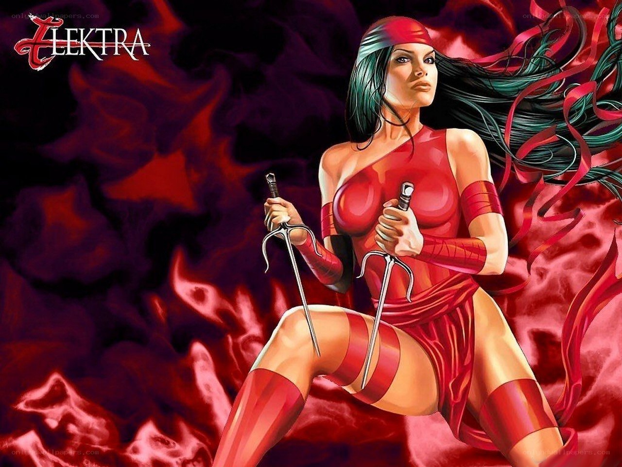 Elektra in red costume