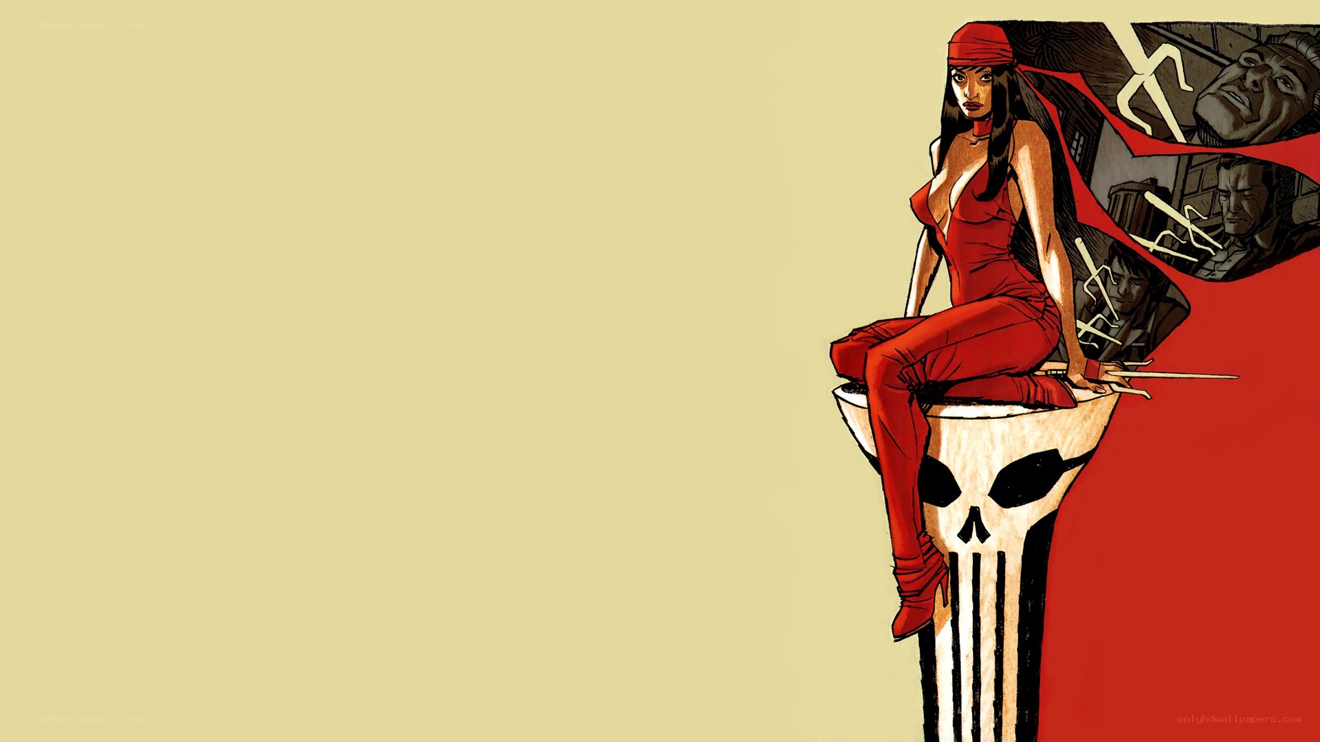 Elektra on Punisher skull