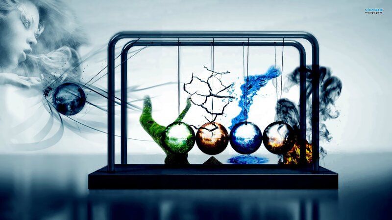 Elemental Newton's Cradle