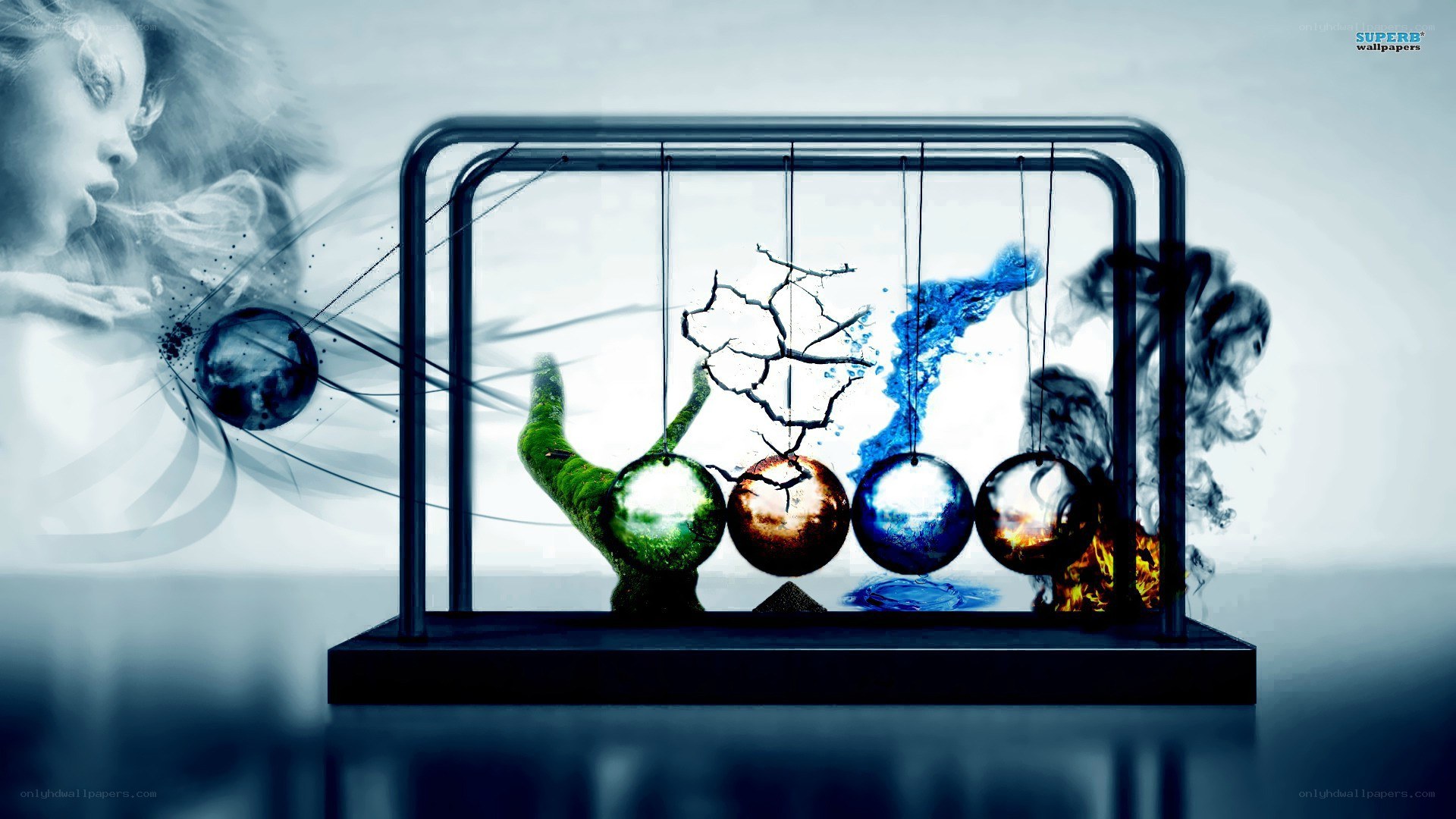 Elemental Newton's Cradle