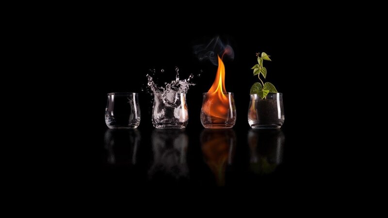 elements of nature in glasses