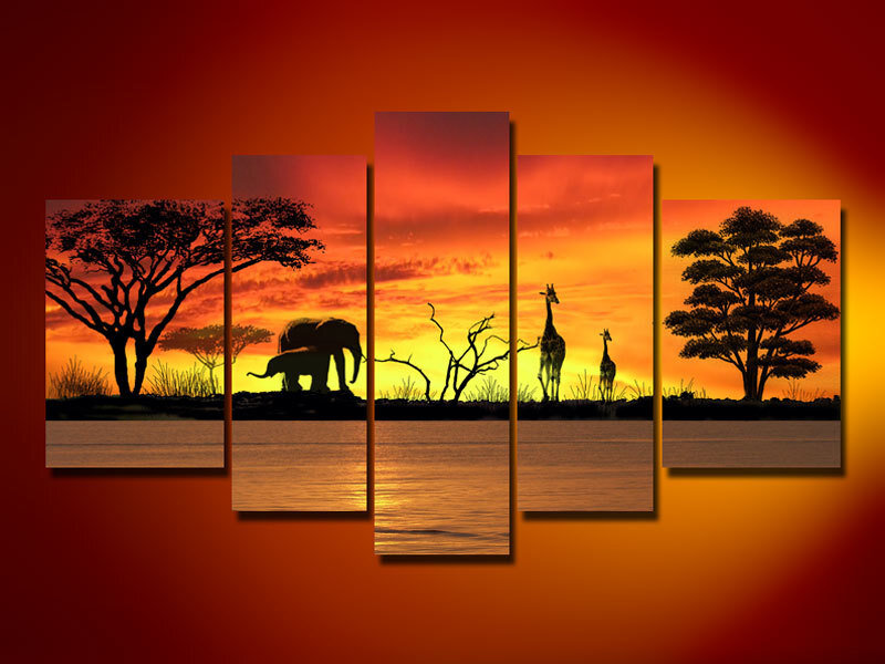 Elephant and Giraffe Silhouettes