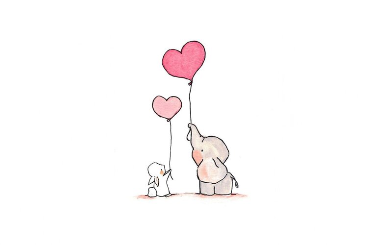 Elephant and Rabbit with Balloons