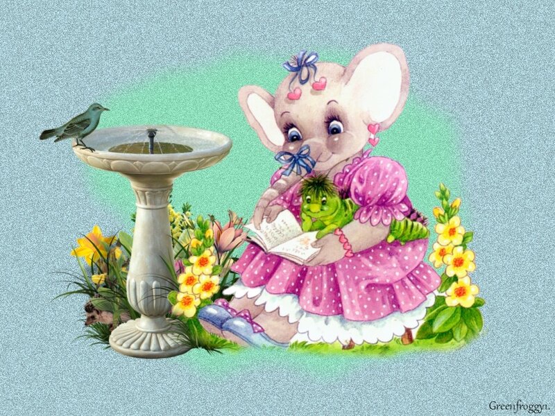 Elephant Girl Reading Book