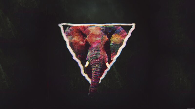 Elephant Head in Triangle — Black