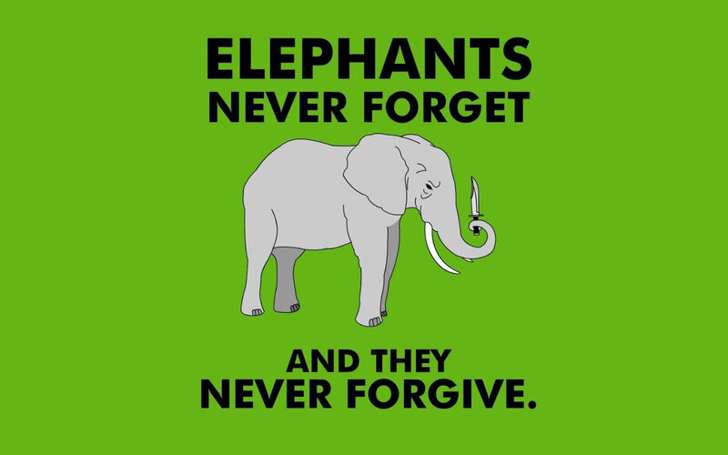 Elephant Holding Knife — Green