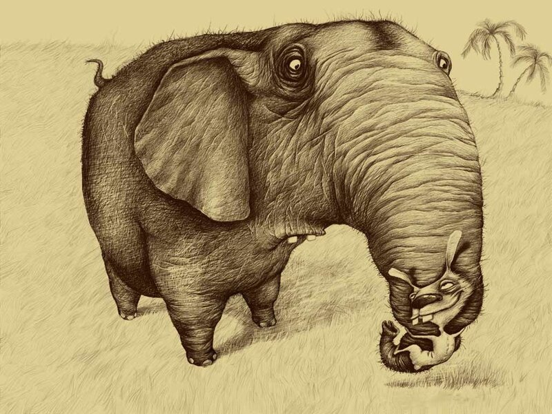 Elephant Holding Rabbit