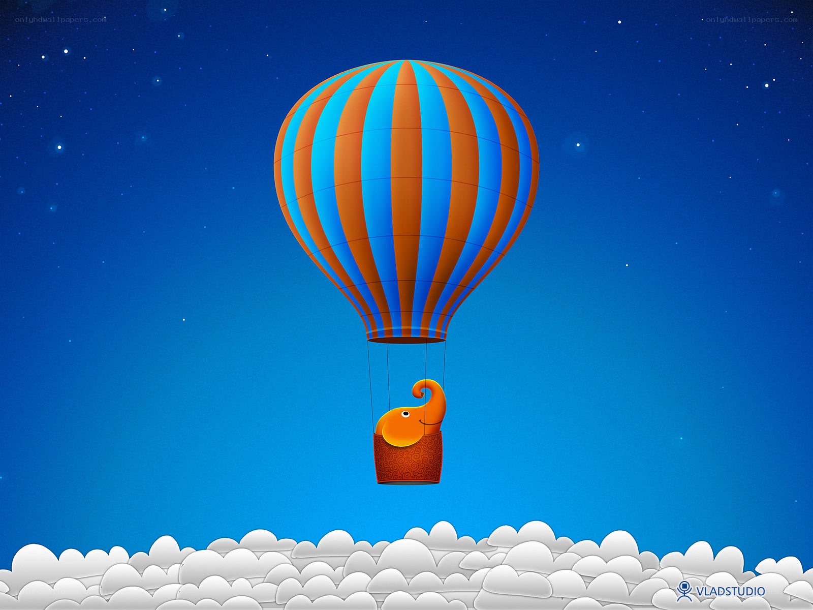elephant in hot air balloon