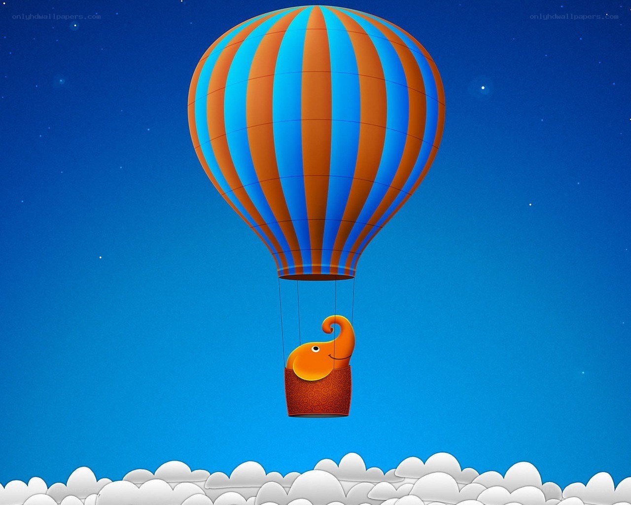elephant in hot air balloon