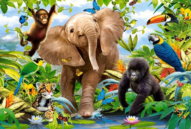 Elephant in Jungle — Green