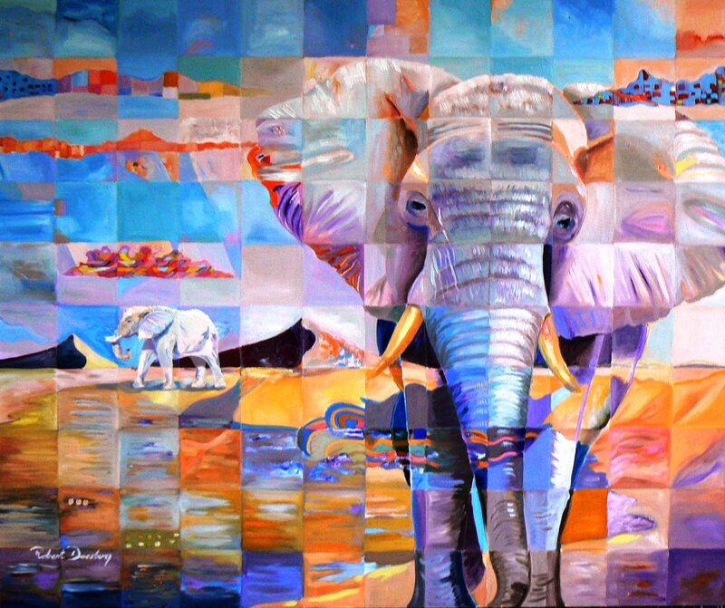 Elephant in Mosaic Painting