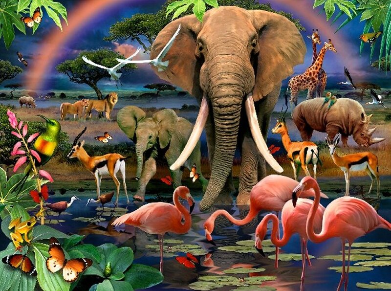 Elephant in Savanna — Green, Vibrant