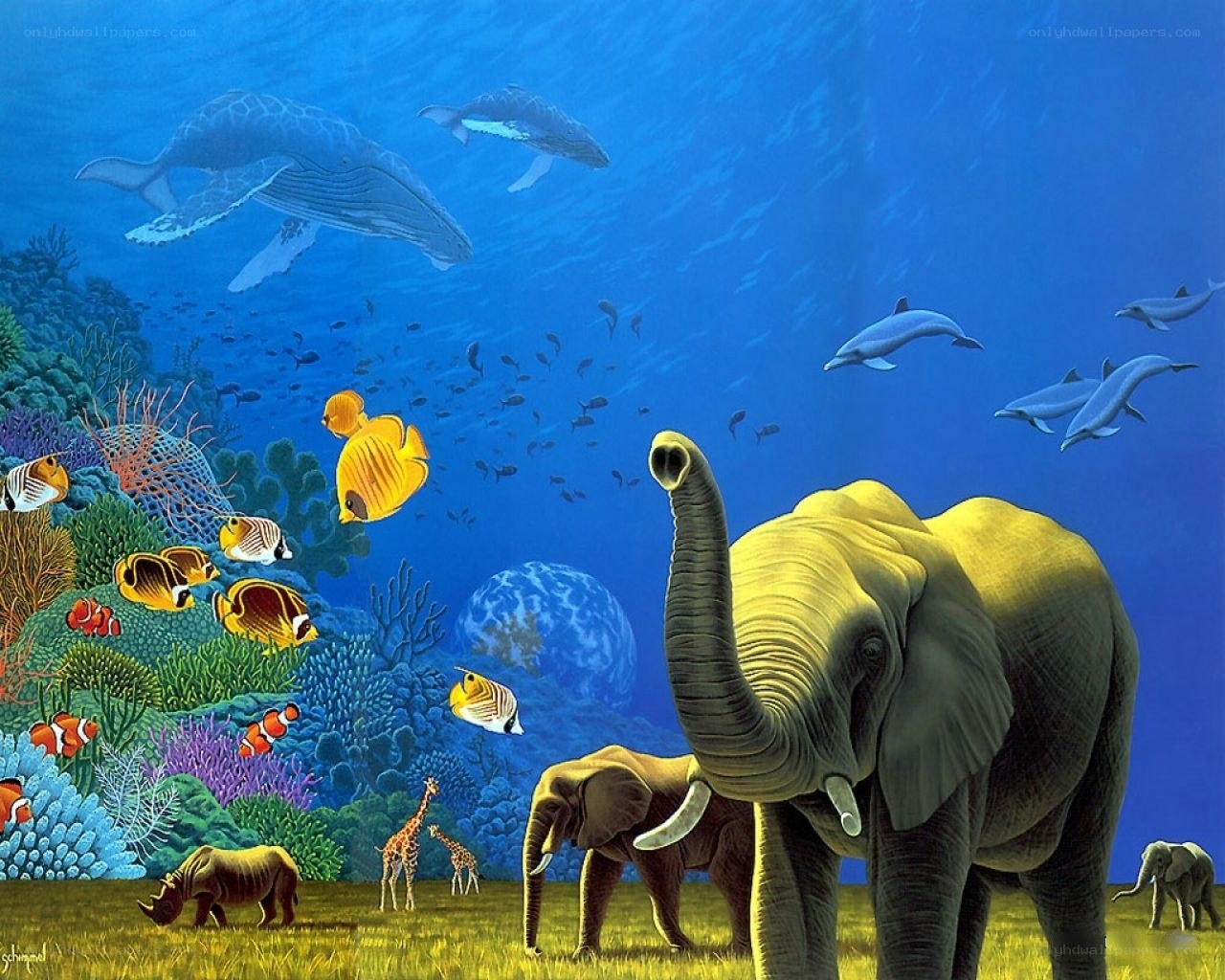 Elephant in underwater world