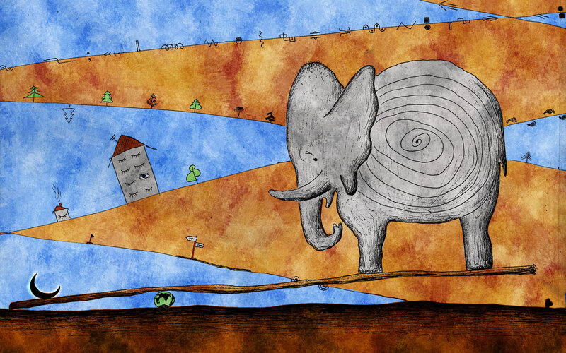elephant on a log