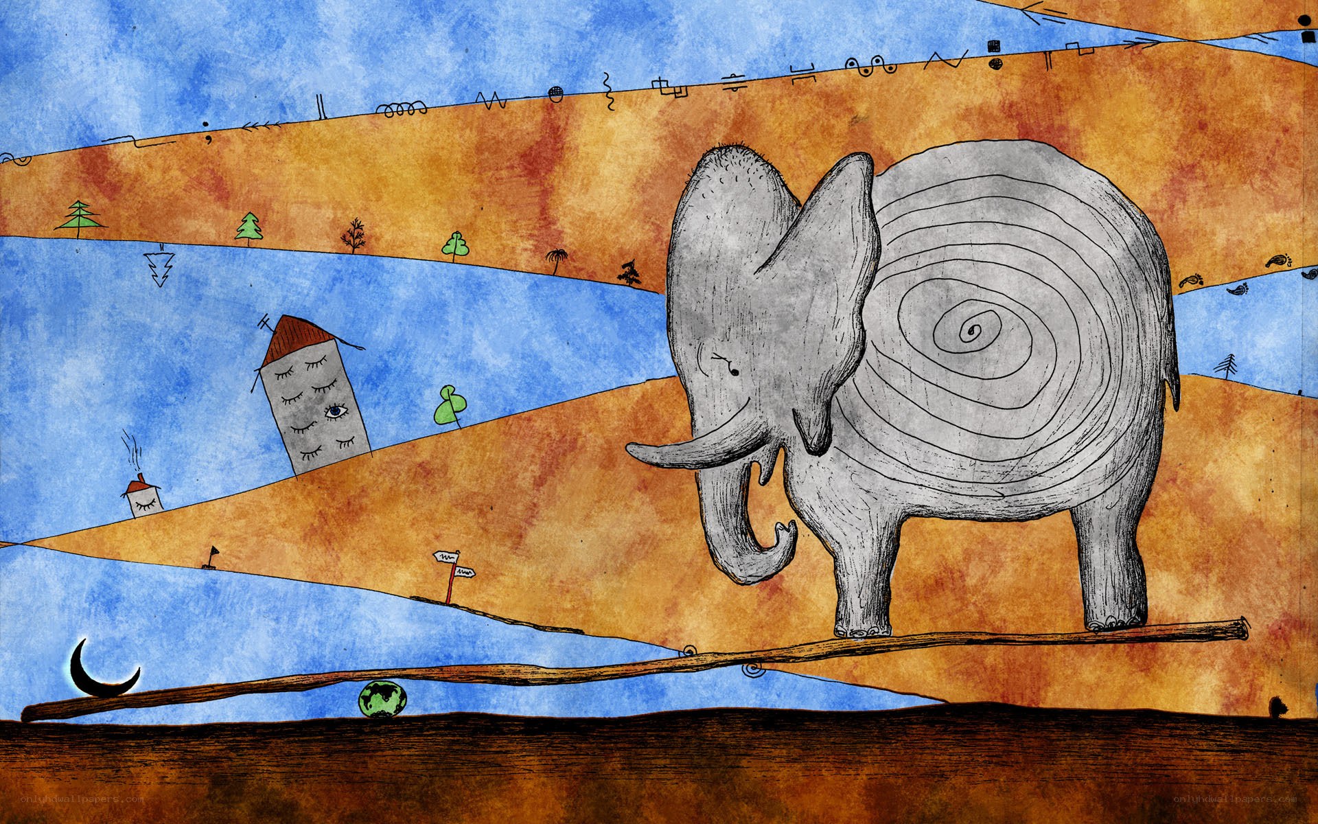 elephant on a log