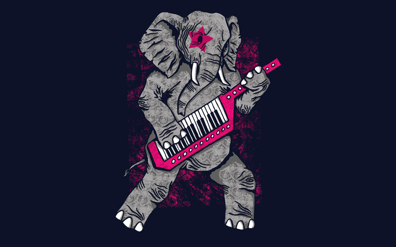 elephant playing keyboard