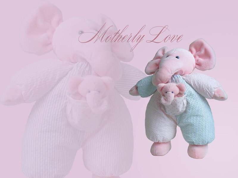 Elephant plush toys with baby