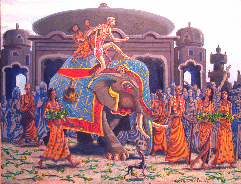 Elephant Procession — Blue