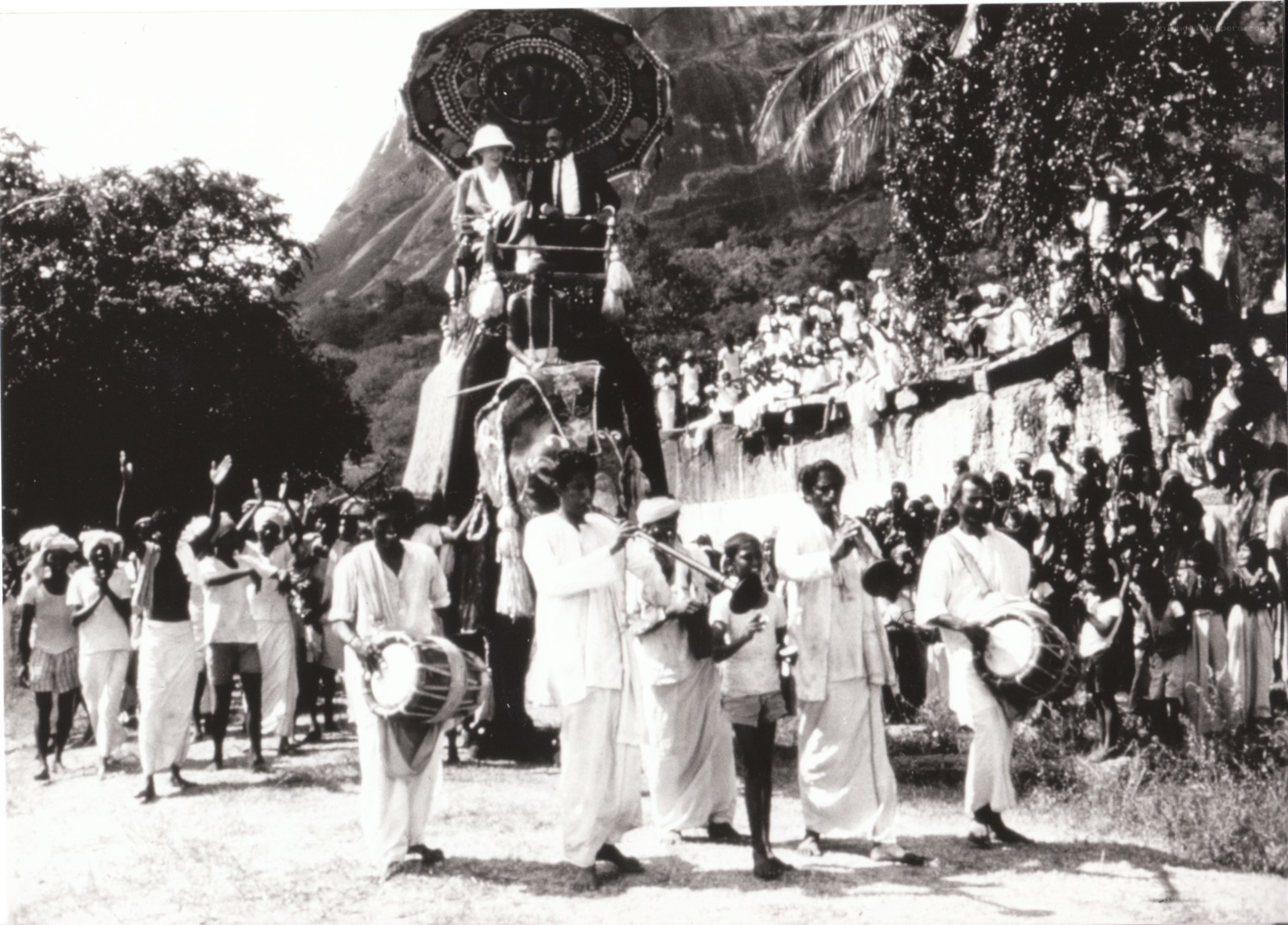 Elephant procession with musicians