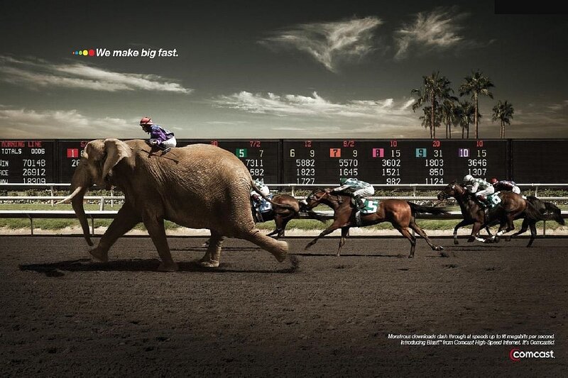 Elephant Racing with Horses