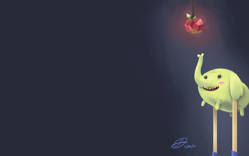 elephant reaching for apple