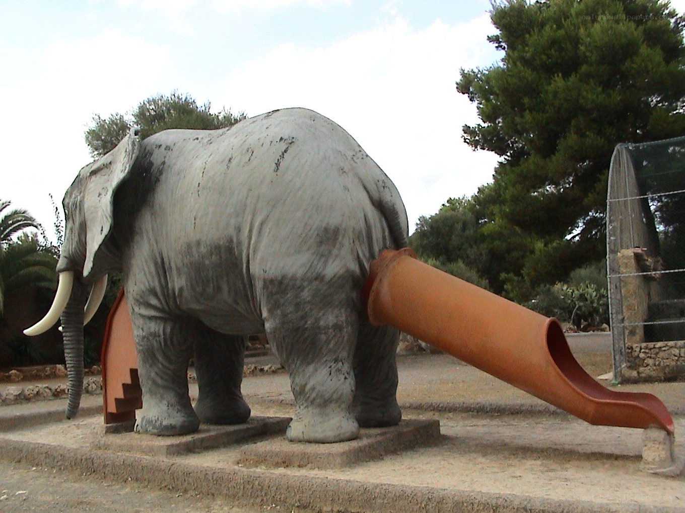 elephant sculpture with slide
