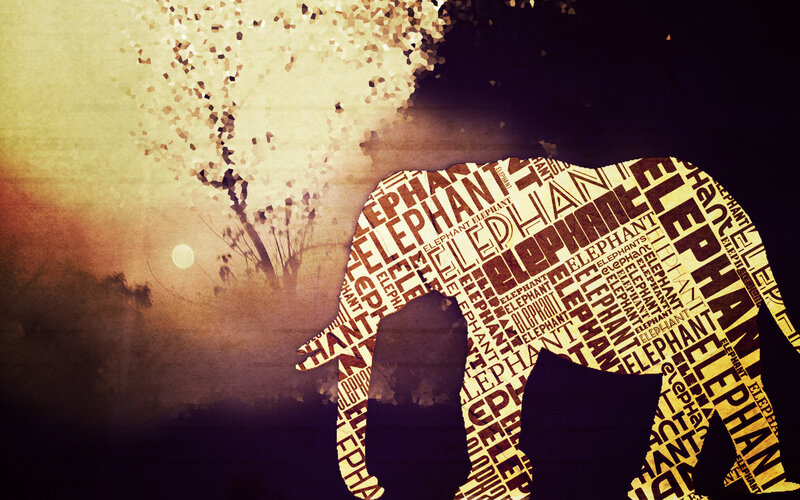 Elephant silhouette with text art