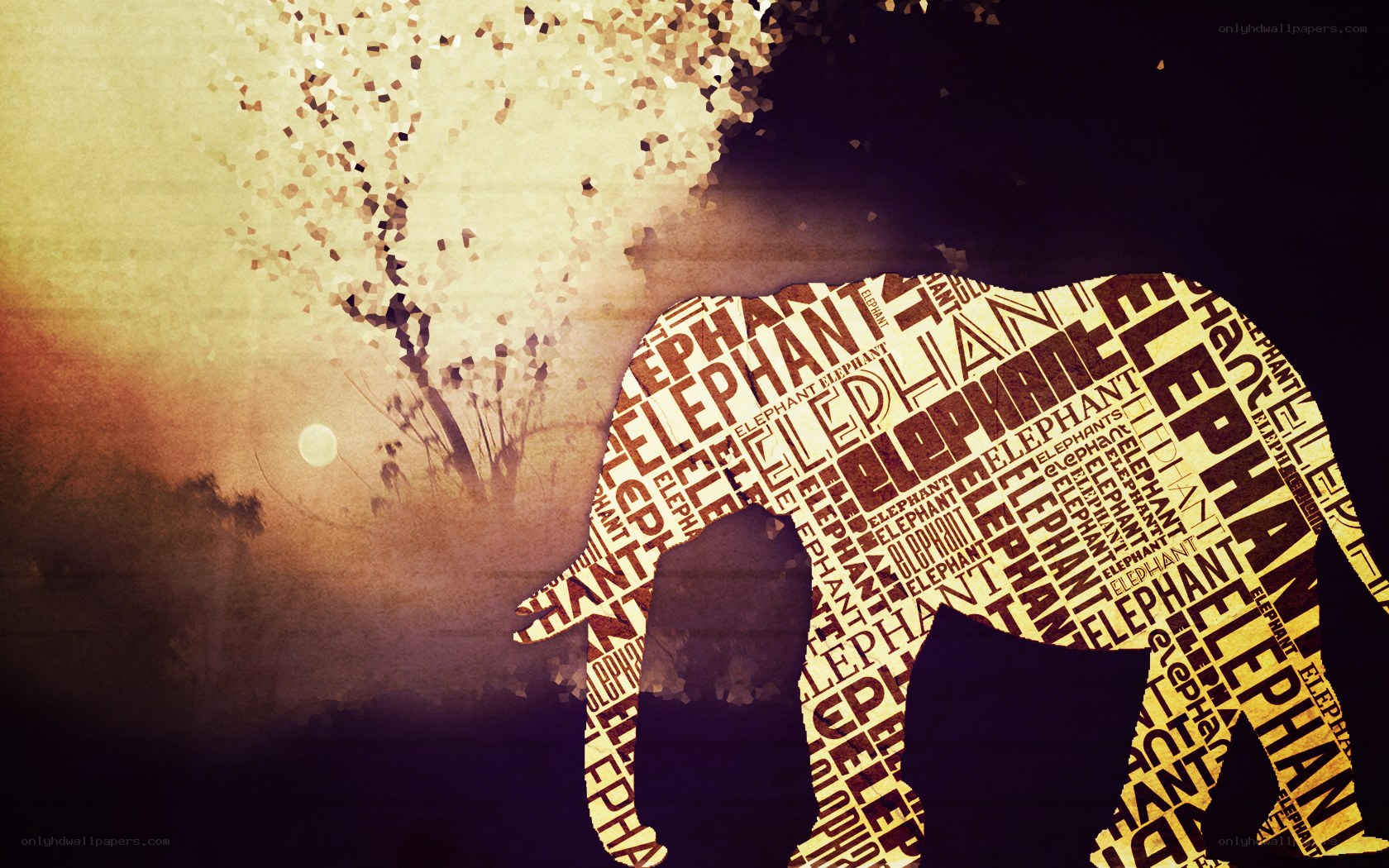 Elephant silhouette with text art