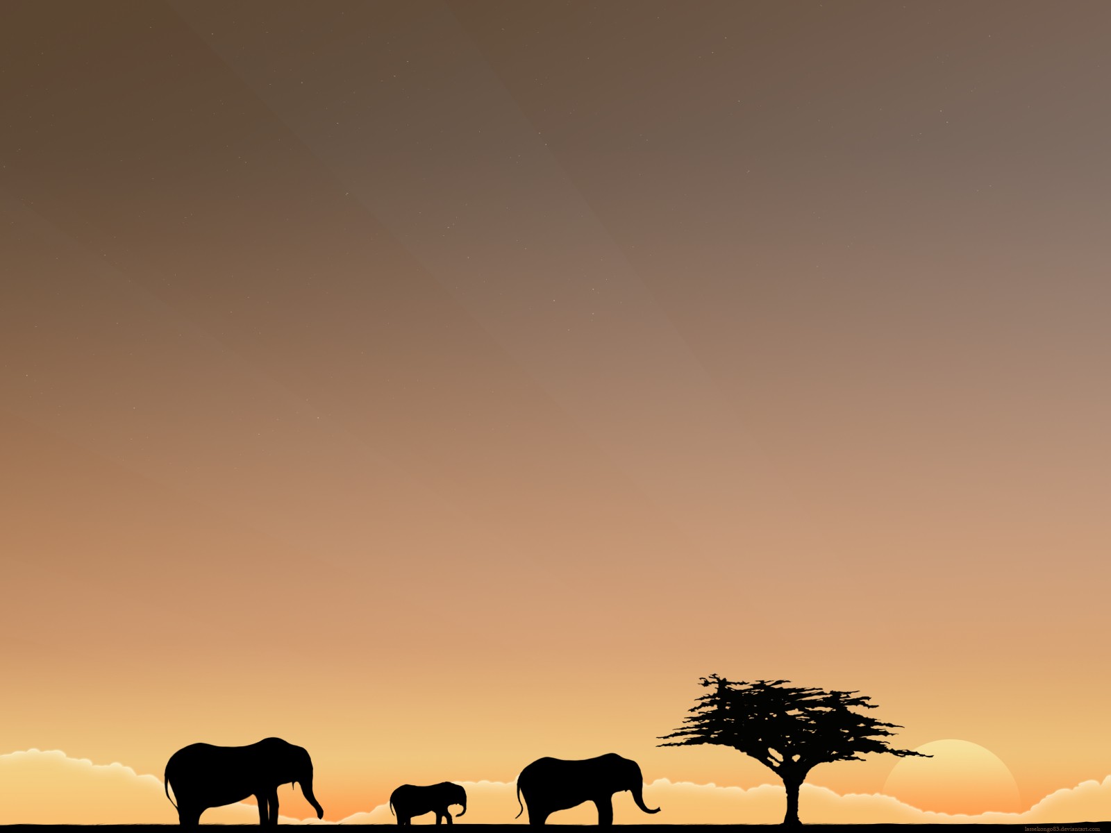 elephant silhouettes at sunset