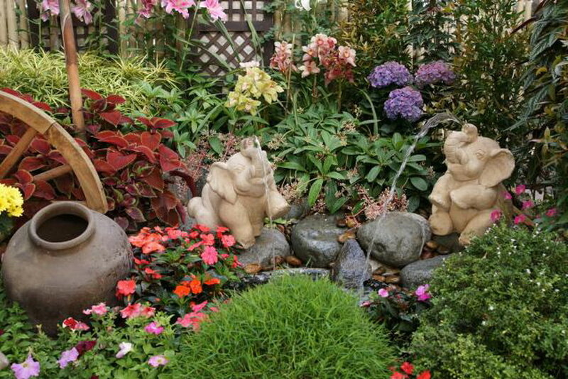 Elephant Statues in Garden