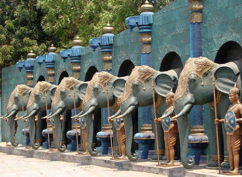 Elephant Statues in Row