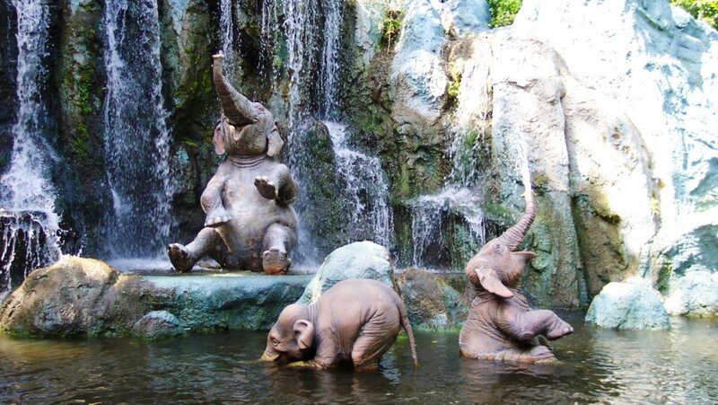 Elephant Statues in Water