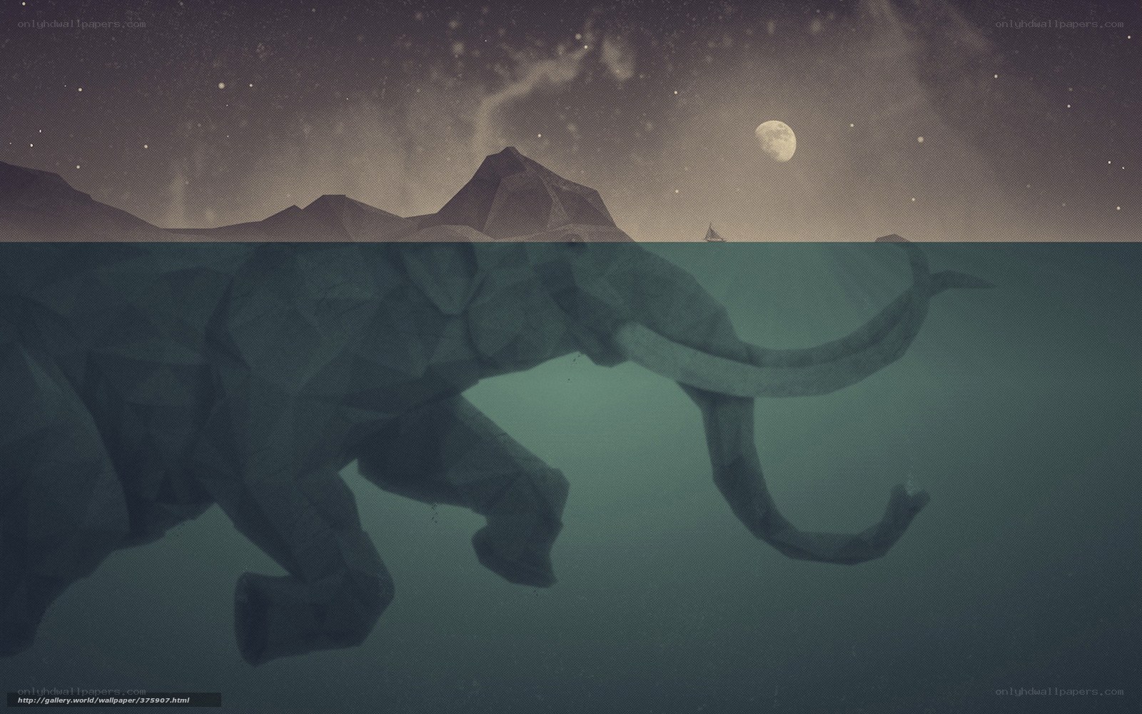 Elephant Under Moonlight
