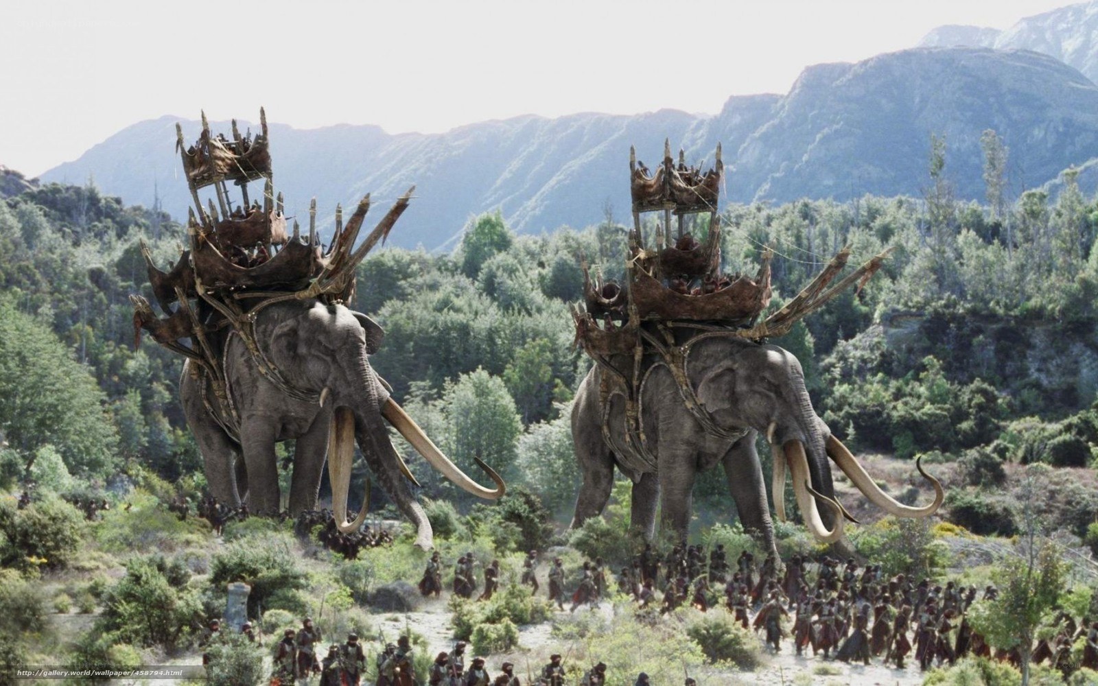 Elephant war machines in battle