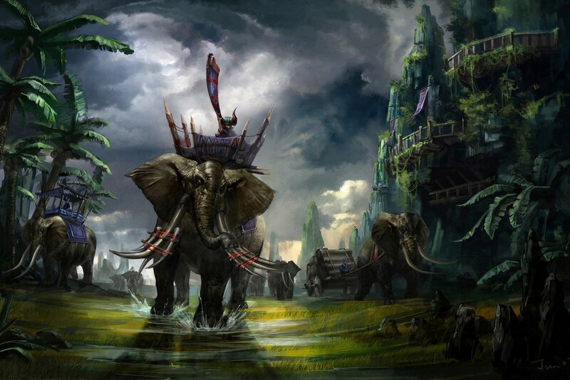 Elephant Warriors in Jungle