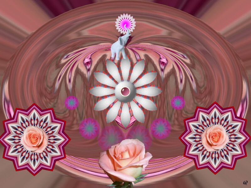 Elephant with Flowers — Pink