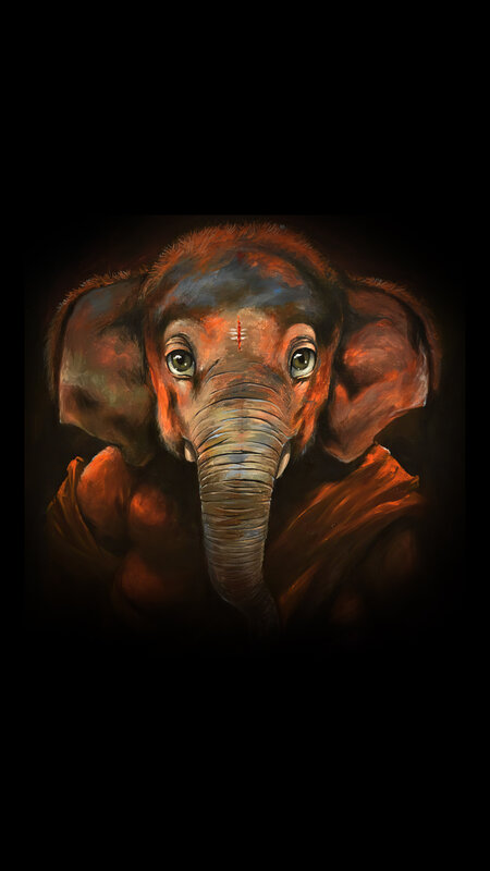Elephant with Red Mark
