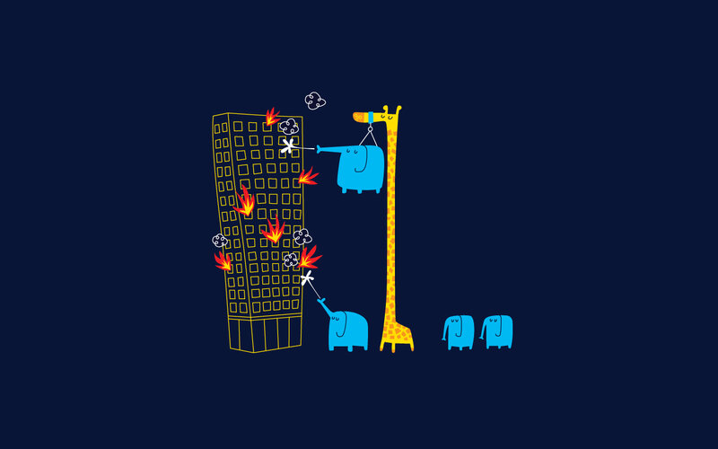 Elephants and Giraffe