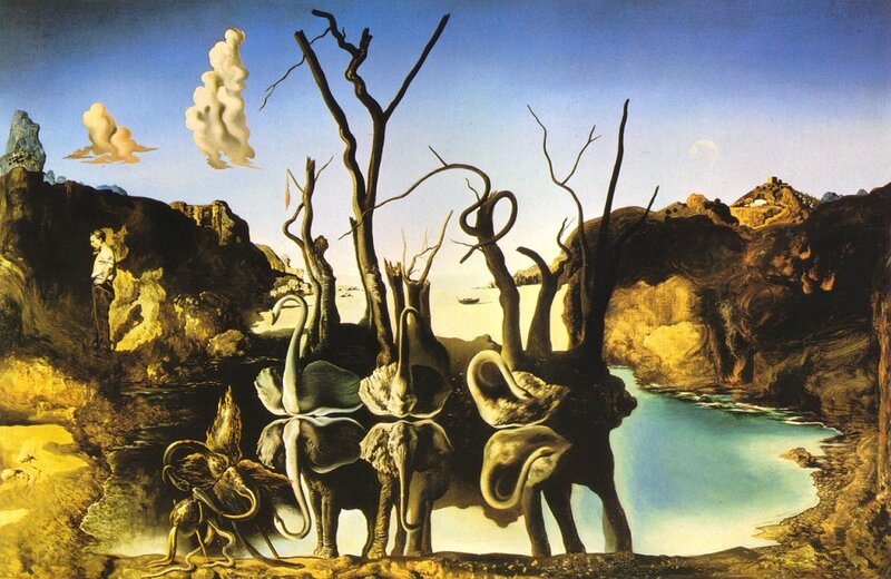 Elephants in Desert Landscape