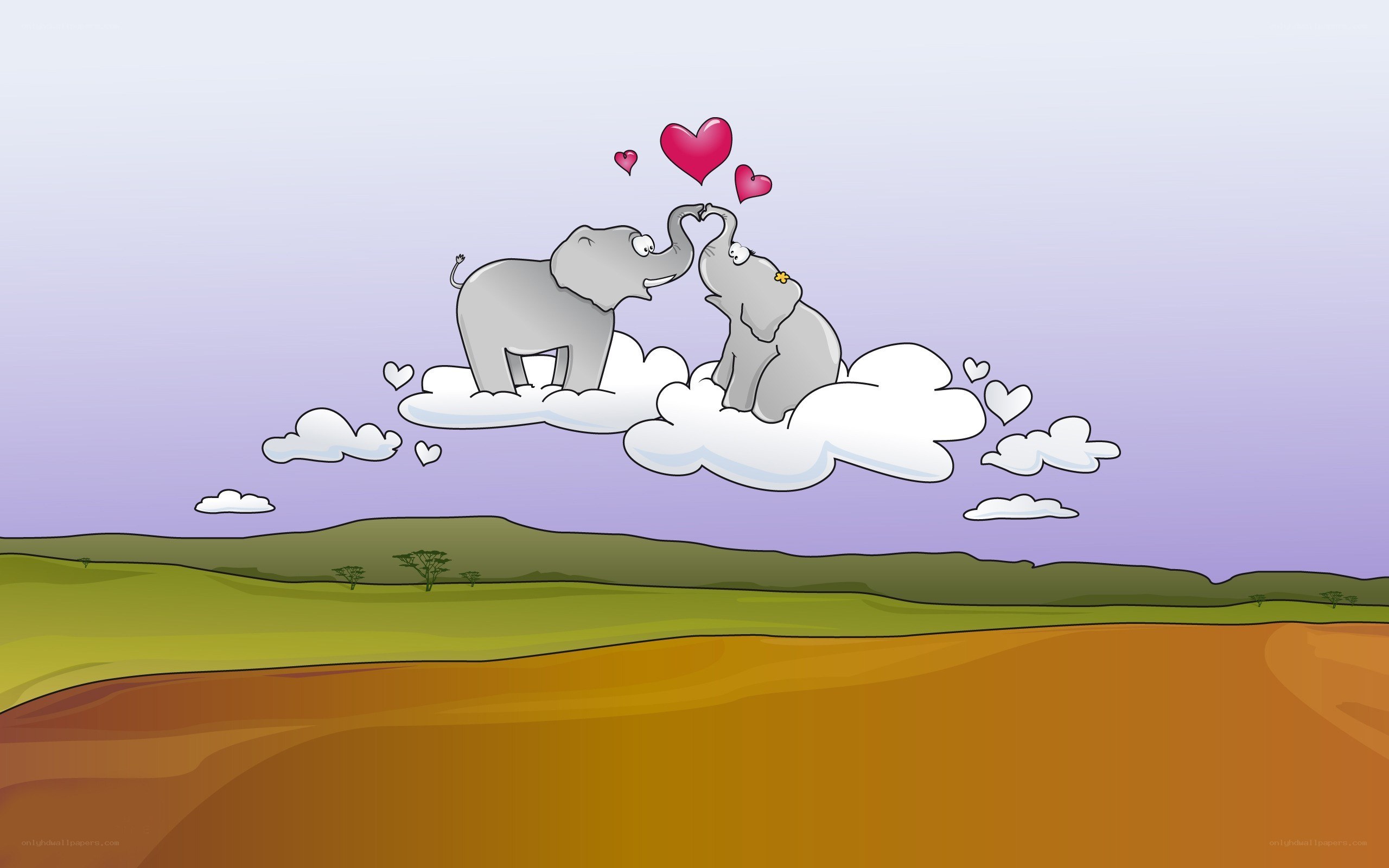 elephants in love on clouds