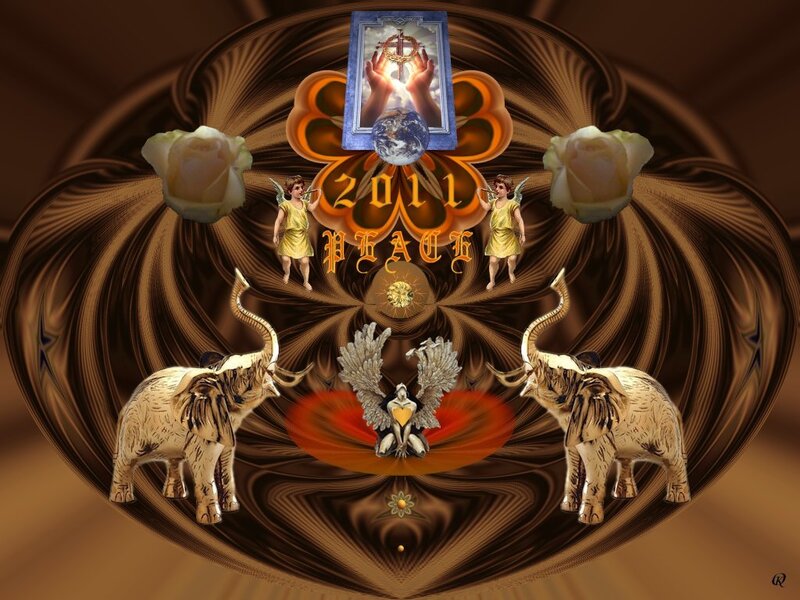 Elephants with Angel Figures