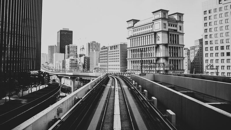 Elevated Train Tracks — Black, Urban, Afternoon