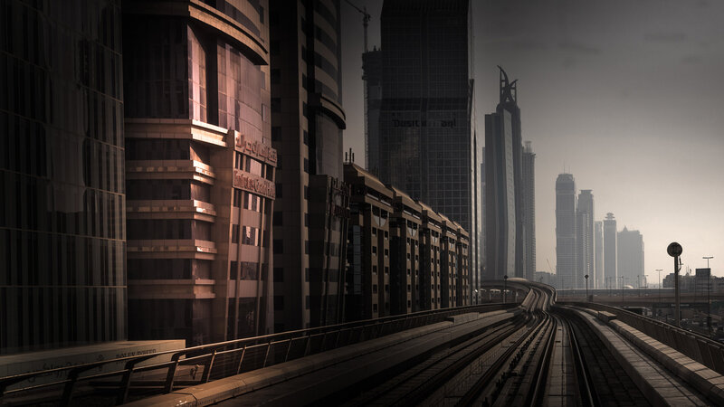 Elevated Train Tracks — Gray, Dramatic
